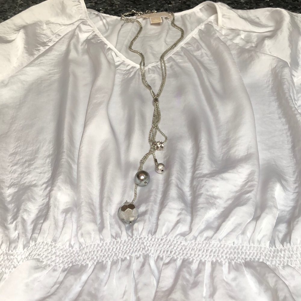 Lia Sophia Ball Silver & Rhinestone Ball Necklace